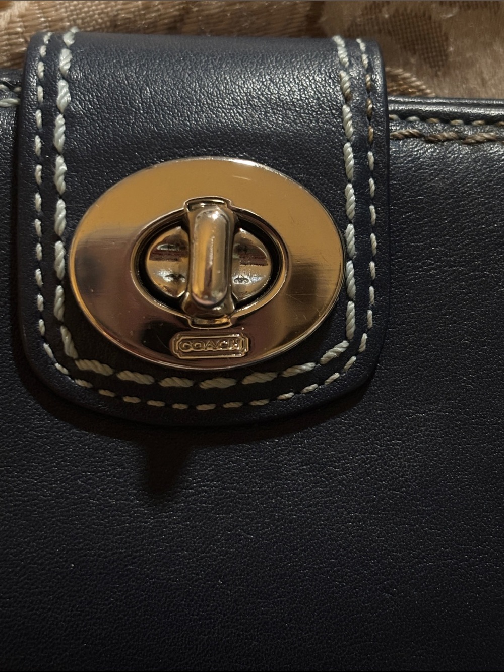 Coach Turnlock Leather Wallet in Navy Blue - Picture 5 of 5